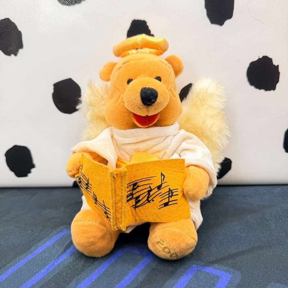 Disney Angel Pooh Plush Toy Small Yellow Good Condition Holiday 2000 Winged Bear